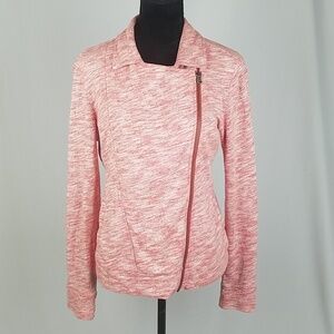 Lucy women moto jacket zip up heather pink